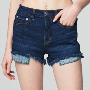 Aeropostale Dark Wash High Waisted Shorty Shorts